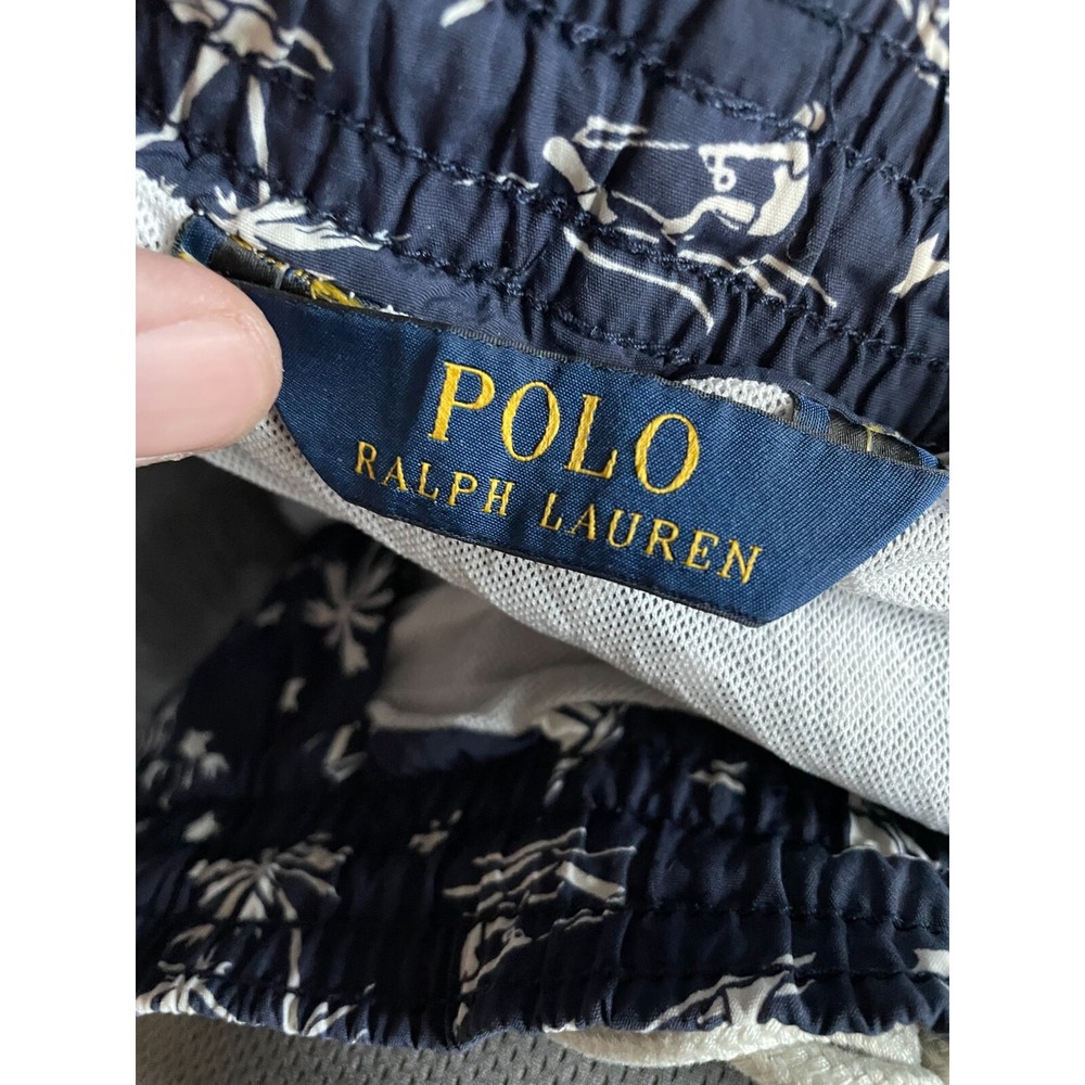 Polo Ralph Lauren Swim Trunks Mens Medium Navy Tropical Palm Tree Sailboat Print - Picture 6 of 11